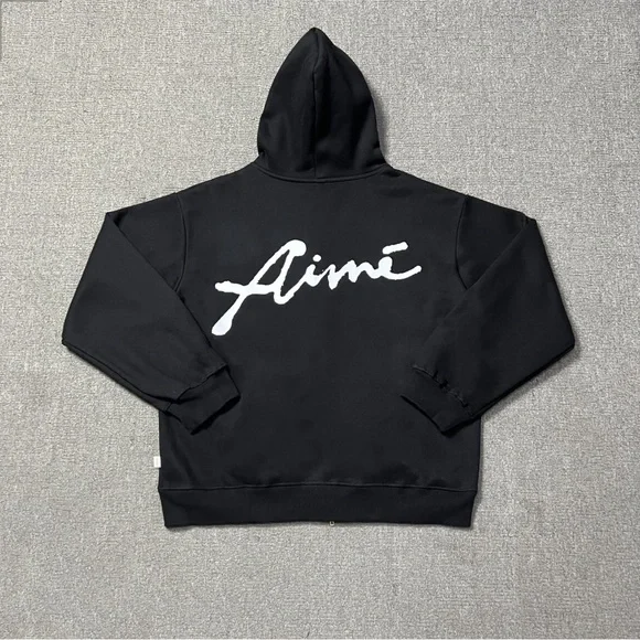 Aime Leon Dore Black Zip-Up Hoodie with White DoveGraphics - Picture 3 of 10